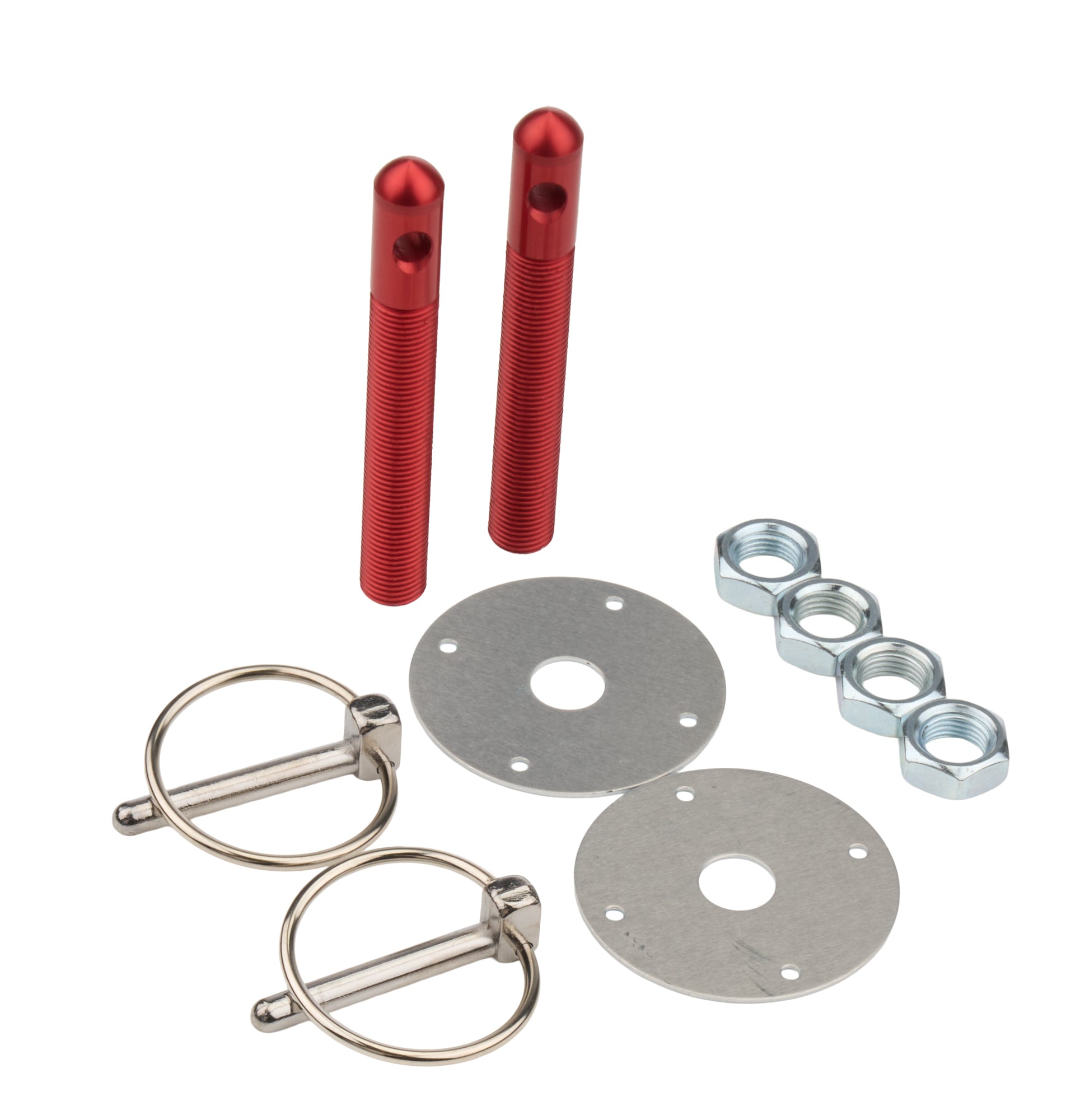 Alum Hood Pin Kit 1/2in with 1/4in Clips Red Hood Pin Fastener Kits and Components Allstar Performance