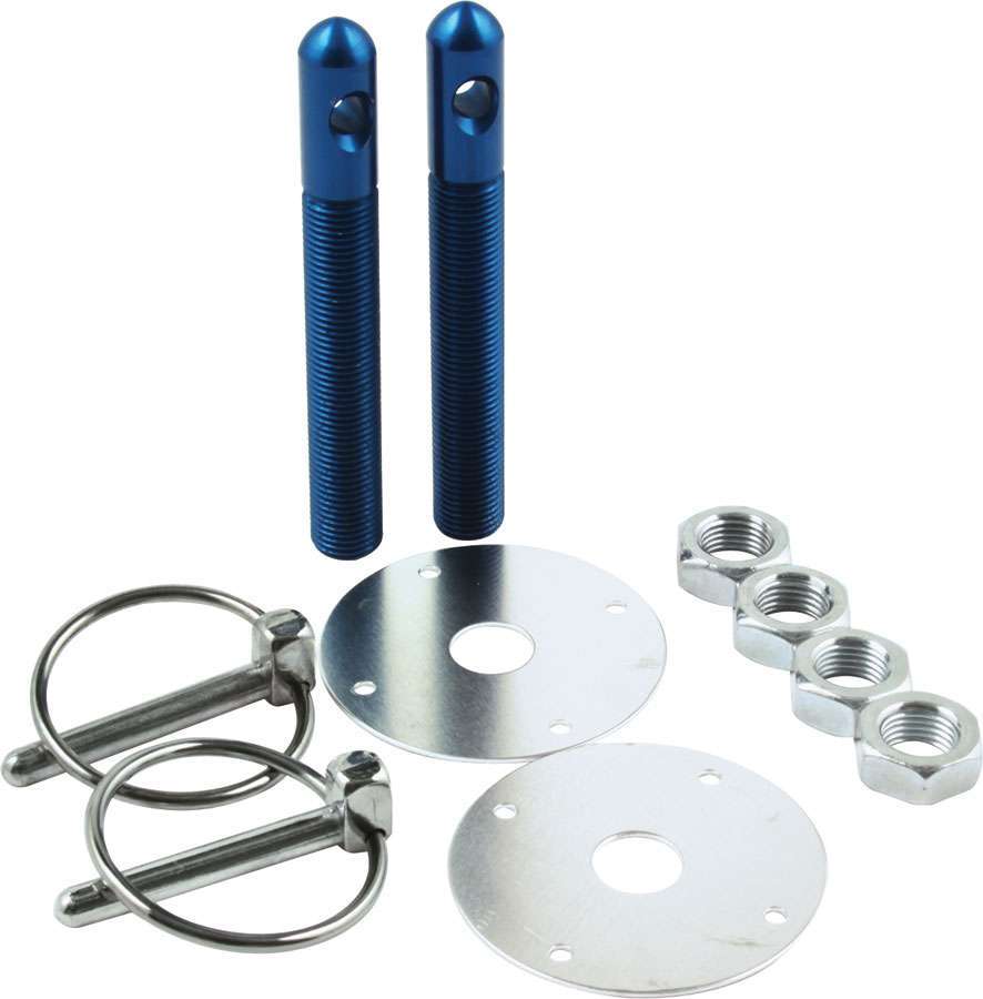 Alum Hood Pin Kit 1/2in with 1/4in Clips Blue Hood Pin Fastener Kits and Components Allstar Performance