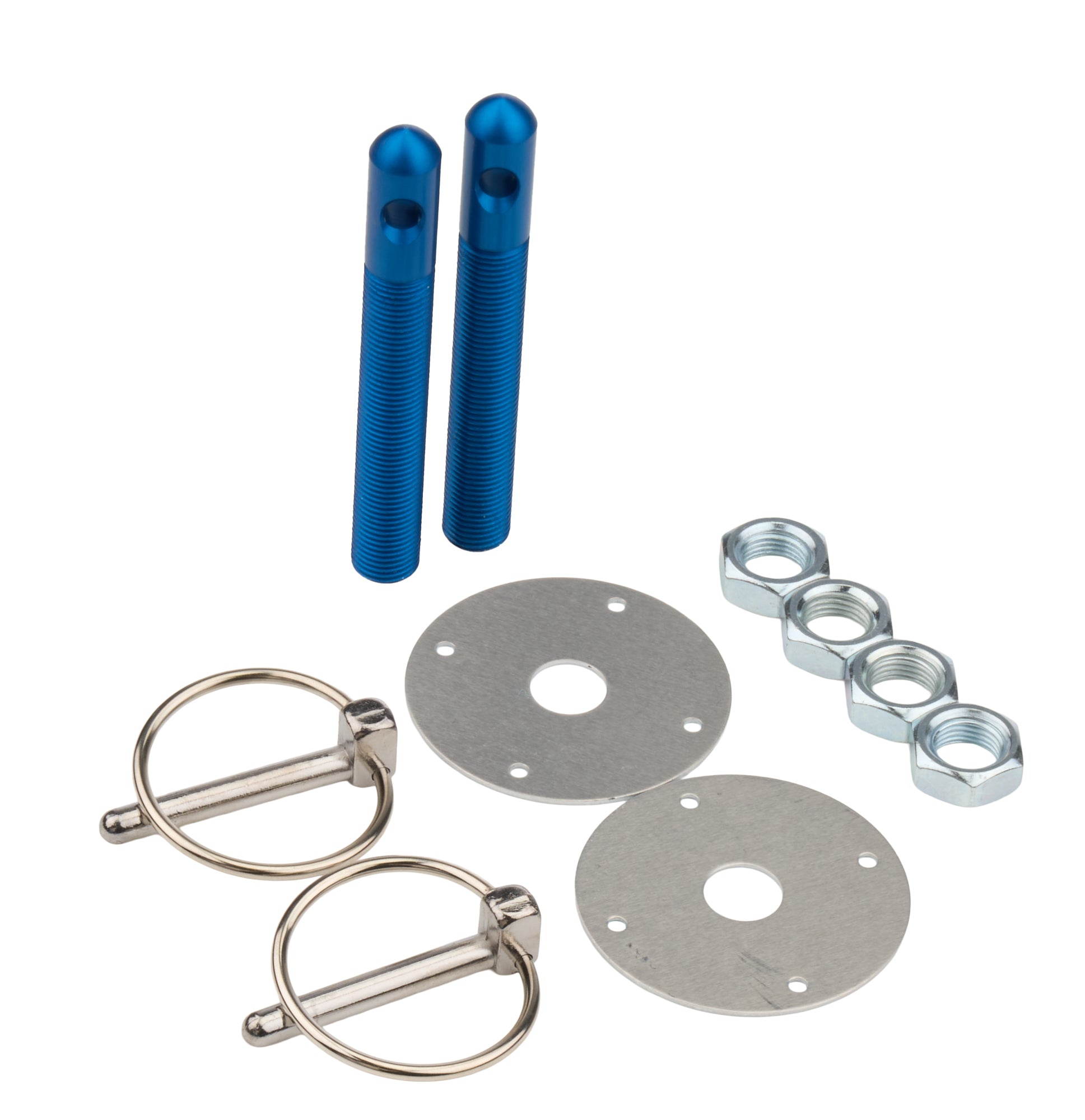 Alum Hood Pin Kit 1/2in with 1/4in Clips Blue Hood Pin Fastener Kits and Components Allstar Performance