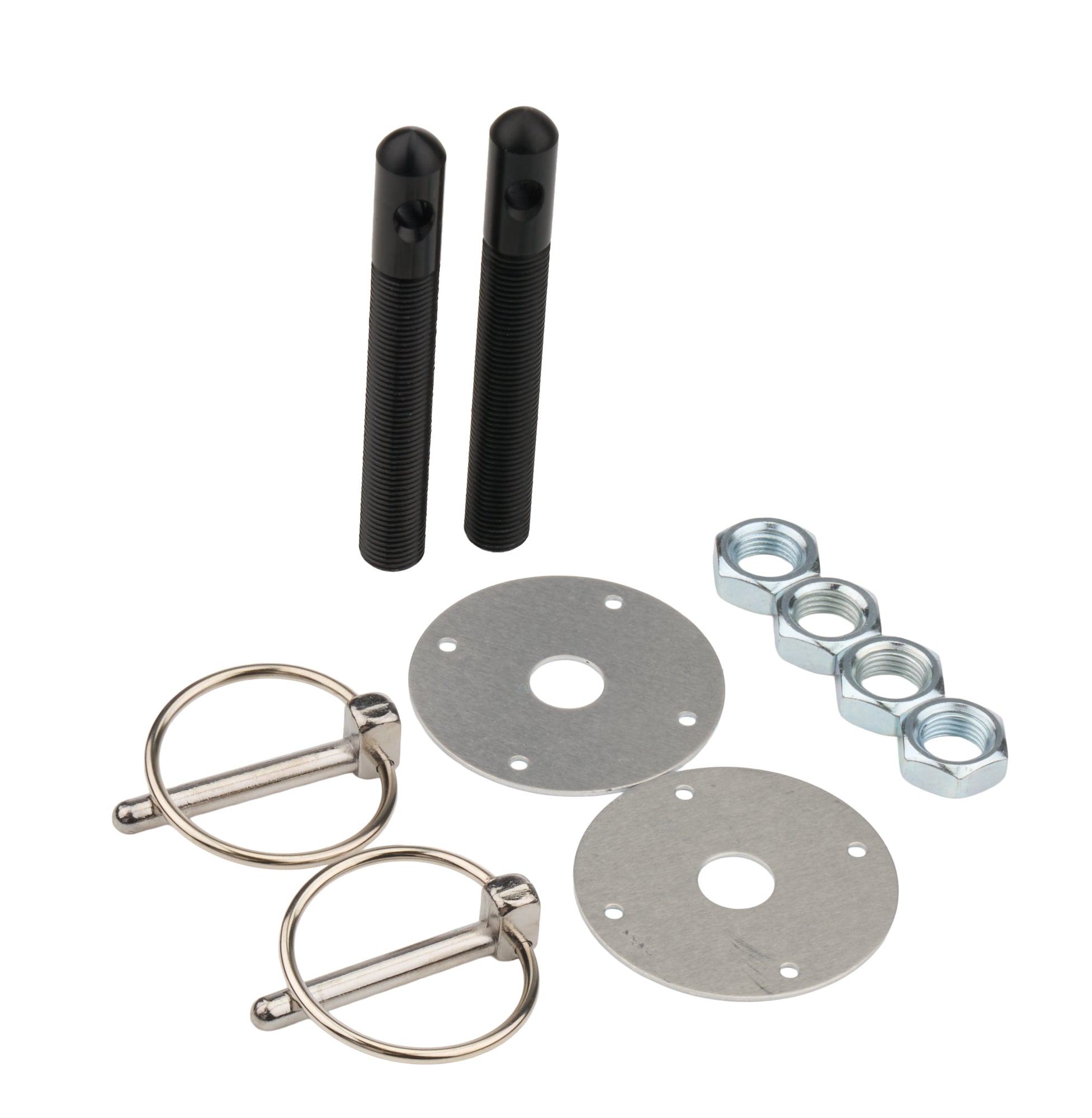Alum Hood Pin Kit 1/2in with 1/4in Clips Black Hood Pin Fastener Kits and Components Allstar Performance