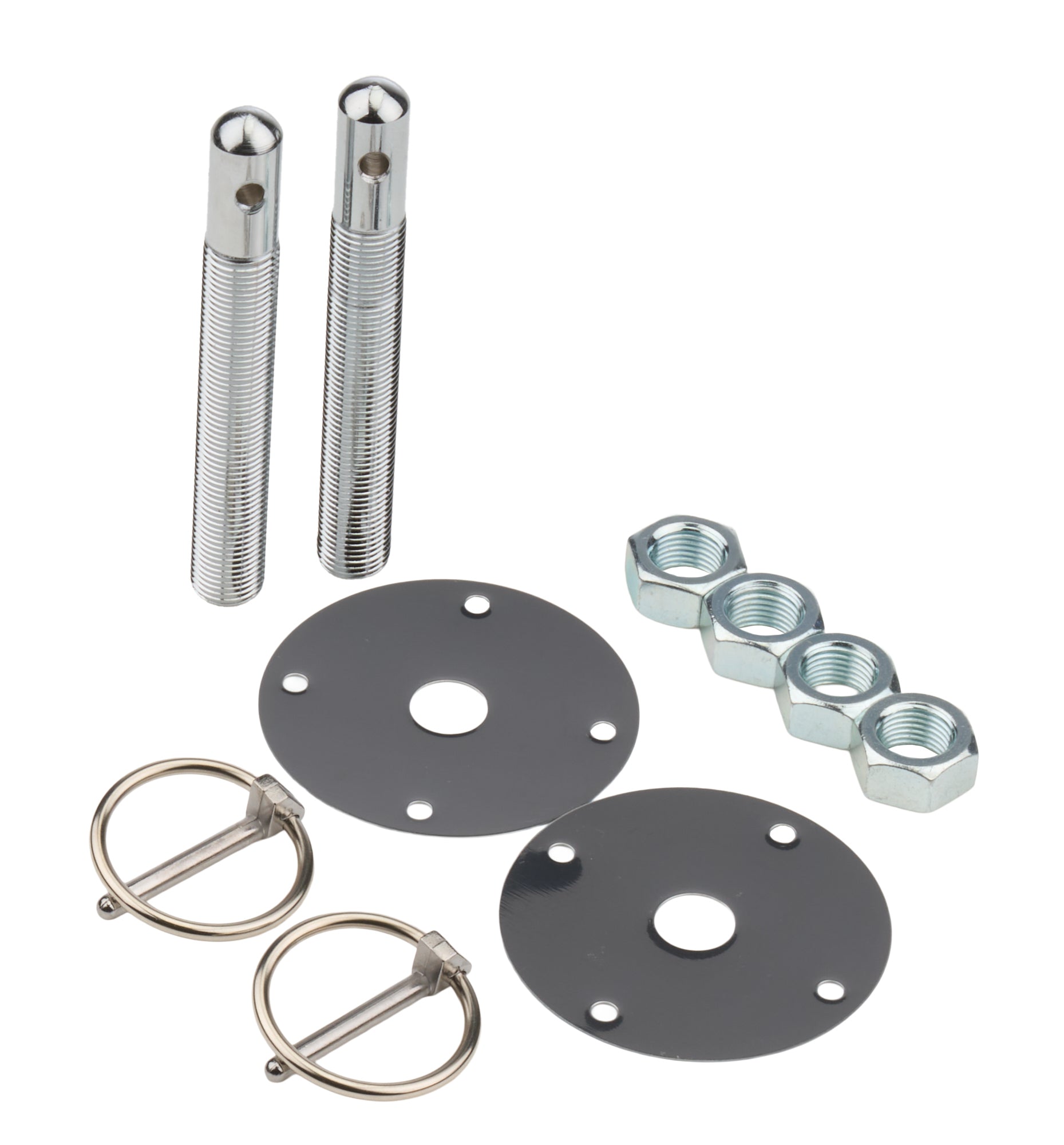 Steel Hood Pin Kit w/ 3/16in Flip-Over Clips Hood Pin Fastener Kits and Components Allstar Performance