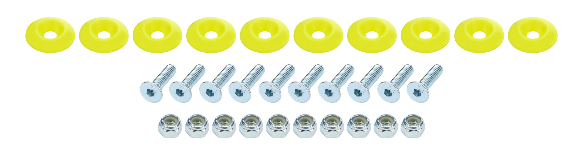 Countersunk Bolt Kit Fluorescent Yellow 10pk Body Fastener Kits Allstar Performance