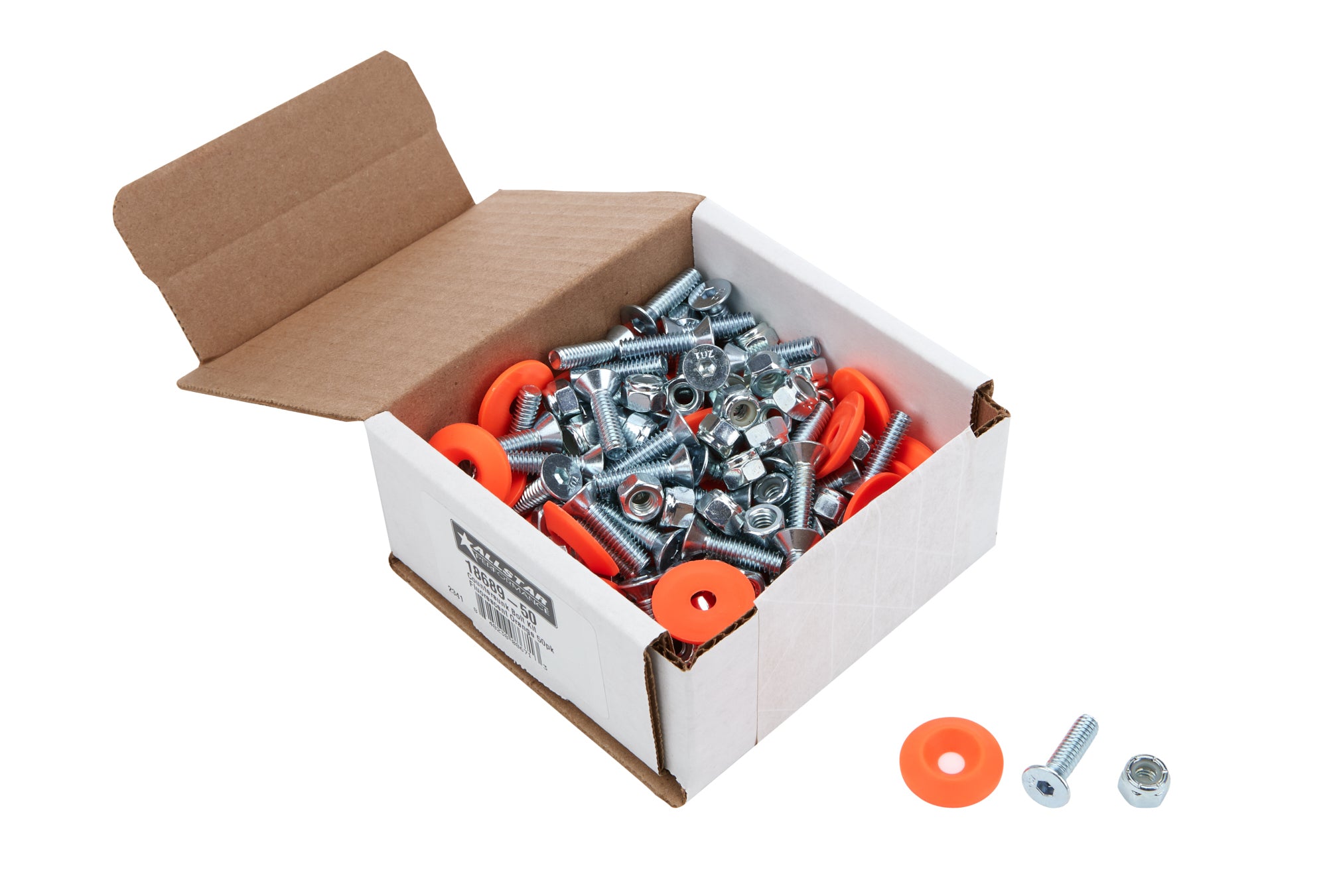 Countersunk Bolt Kit Fluorescent Orange 50pk Body Fastener Kits Allstar Performance