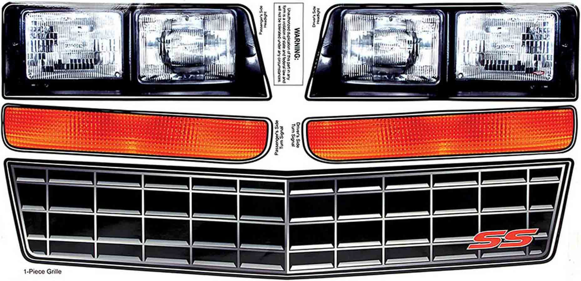 M/C SS Nose Decal Kit Stock Grille 1983-88 Nose/Tail Graphics Allstar Performance