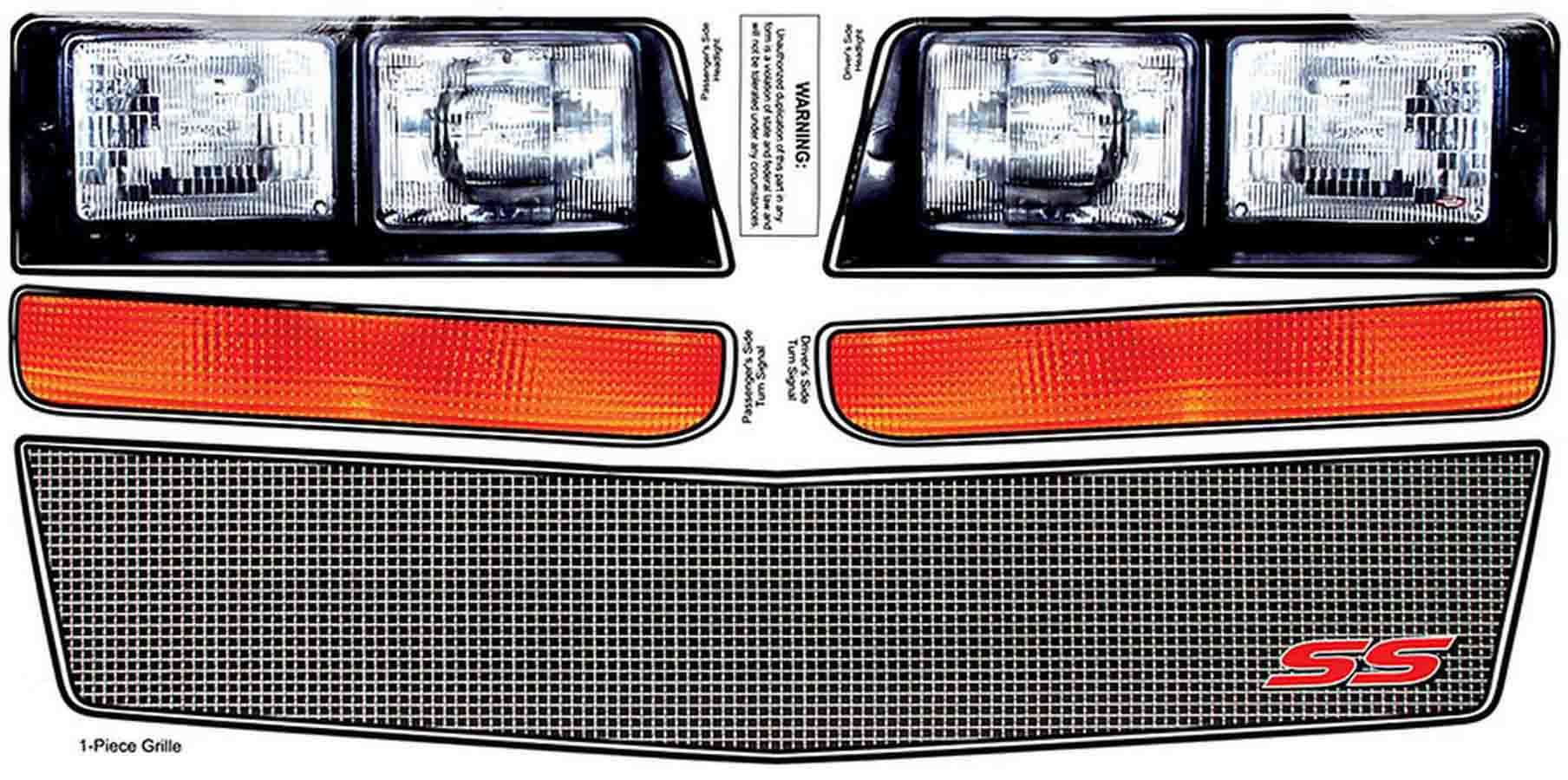 M/C SS Nose Decal Kit Mesh Grille 1983-88 Nose/Tail Graphics Allstar Performance