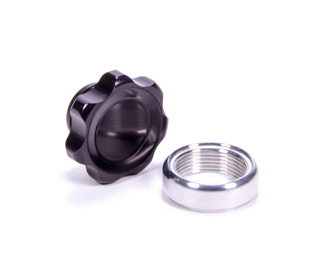Filler Cap Black with Weld-In Alum Bung Small Universal Caps Allstar Performance