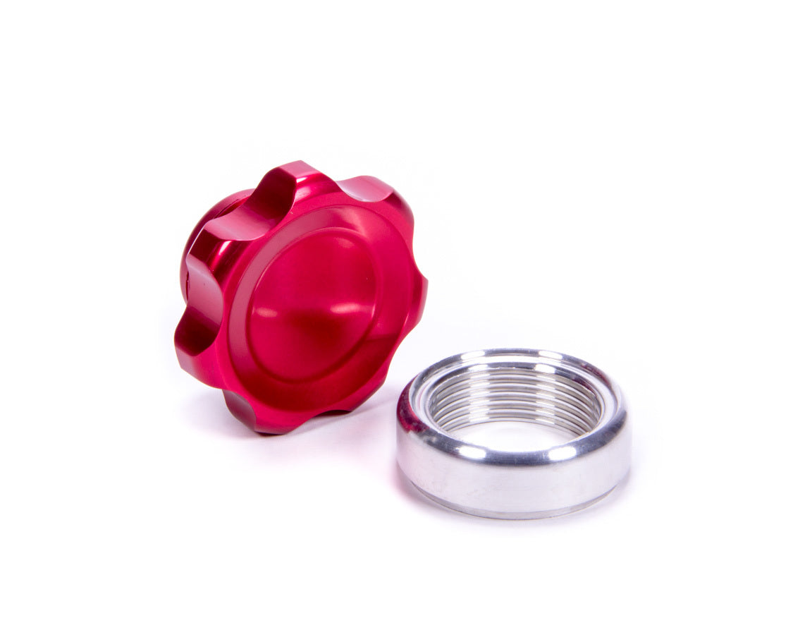 Filler Cap Red with Weld-In Alum Bung Small Universal Caps Allstar Performance