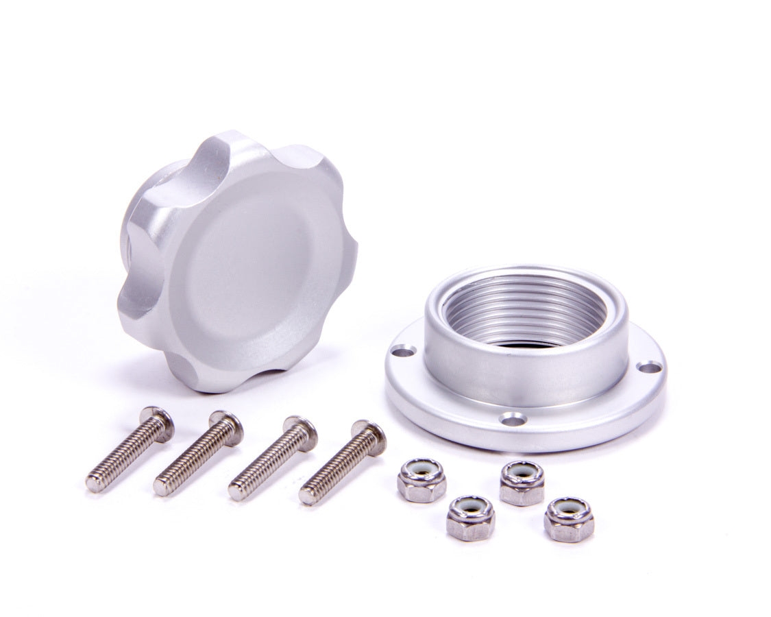 Filler Cap Silver with Bolt-In Alum Bung Small Universal Caps Allstar Performance