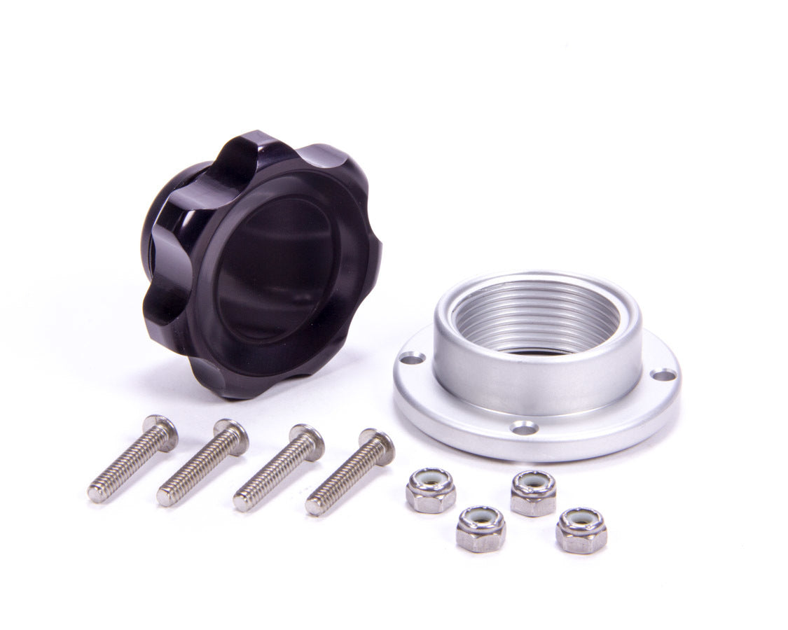 Filler Cap Black with Bolt-In Alum Bung Small Universal Caps Allstar Performance