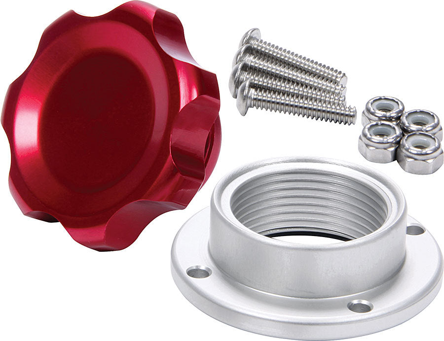 Filler Cap Red with Bolt-In Alum Bung Small Universal Caps Allstar Performance