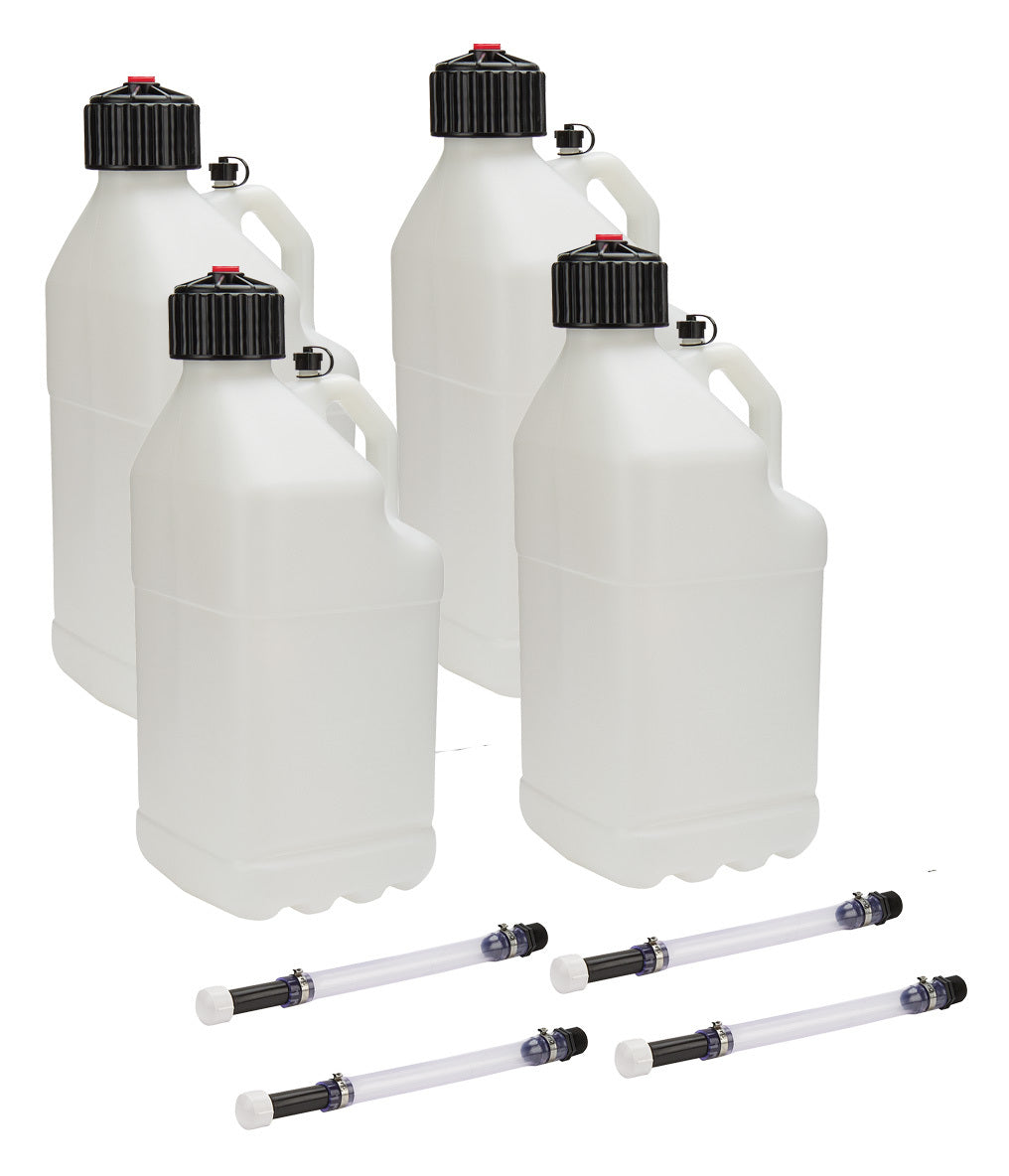 Utility Jug 5 Gal w/ Filler Hose Clear 4pk Utility Jugs Allstar Performance