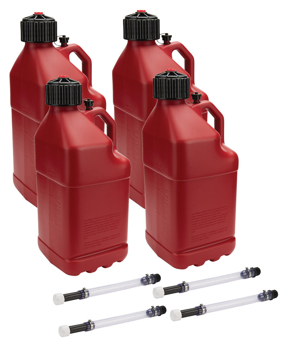 Utility Jug 5 Gal w/ Filler Hose Red 4pk Utility Jugs Allstar Performance