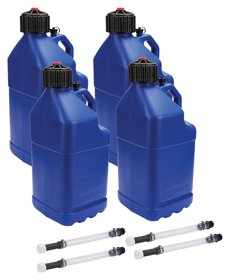 Utility Jug 5 Gal w/ Filler Hose Blue 4pk Utility Jugs Allstar Performance