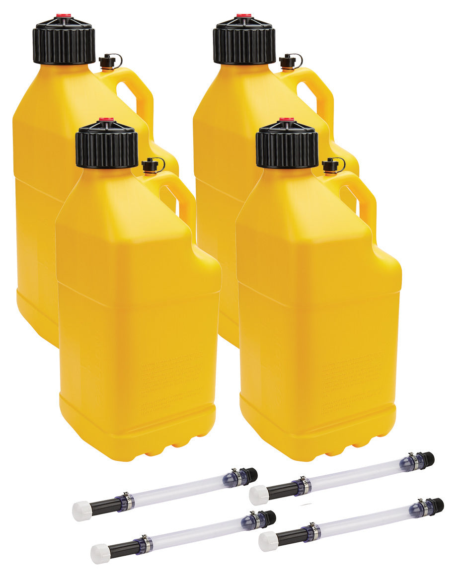 Utility Jug 5 Gal w/ Filler Hose Yellow 4pk Utility Jugs Allstar Performance