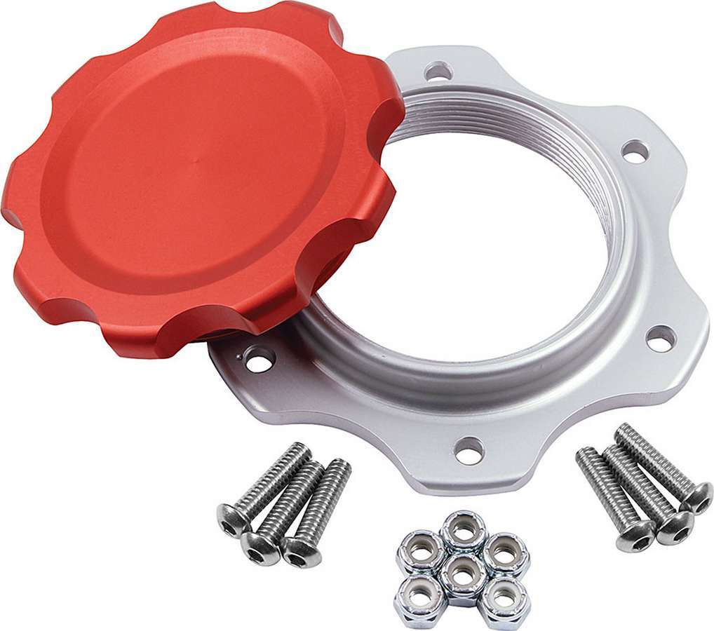 Fuel Cell Cap and Bung JAZ 6-Bolt Red Fuel Cell/Tank Caps Allstar Performance