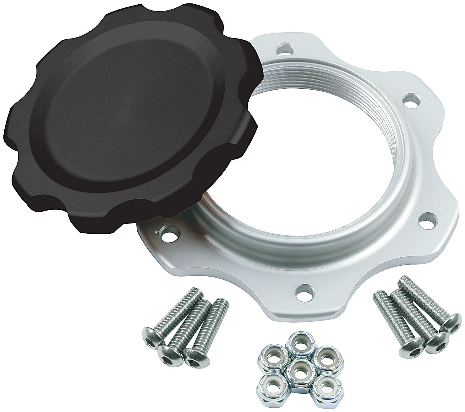 Fuel Cell Cap and Bung JAZ 6-Bolt Black Fuel Cell/Tank Caps Allstar Performance