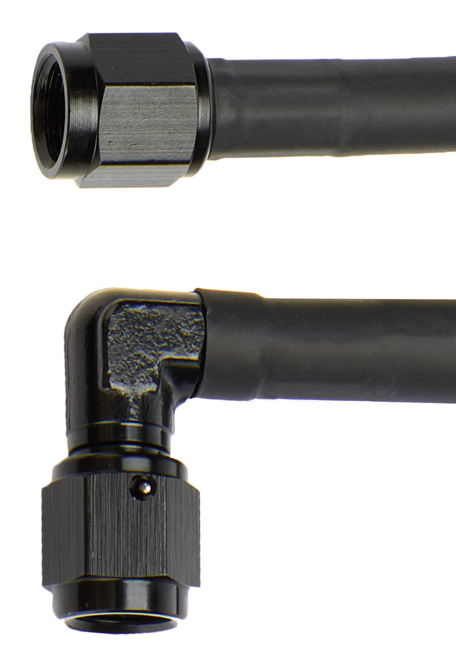 Coated Braided Line 9in #4 Hose -4 Str/-4 90 Deg AN Hose Assembly Allstar Performance