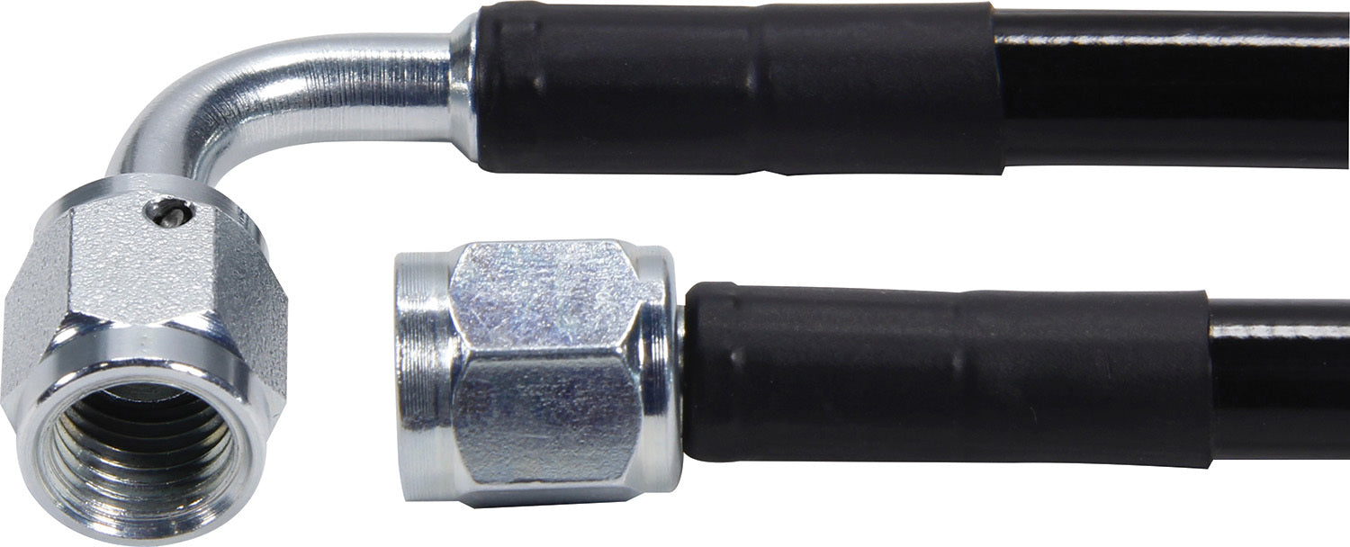 Coated Braided Line 18in #3Hose -3Str/-3 90 Steel AN Hose Assembly Allstar Performance