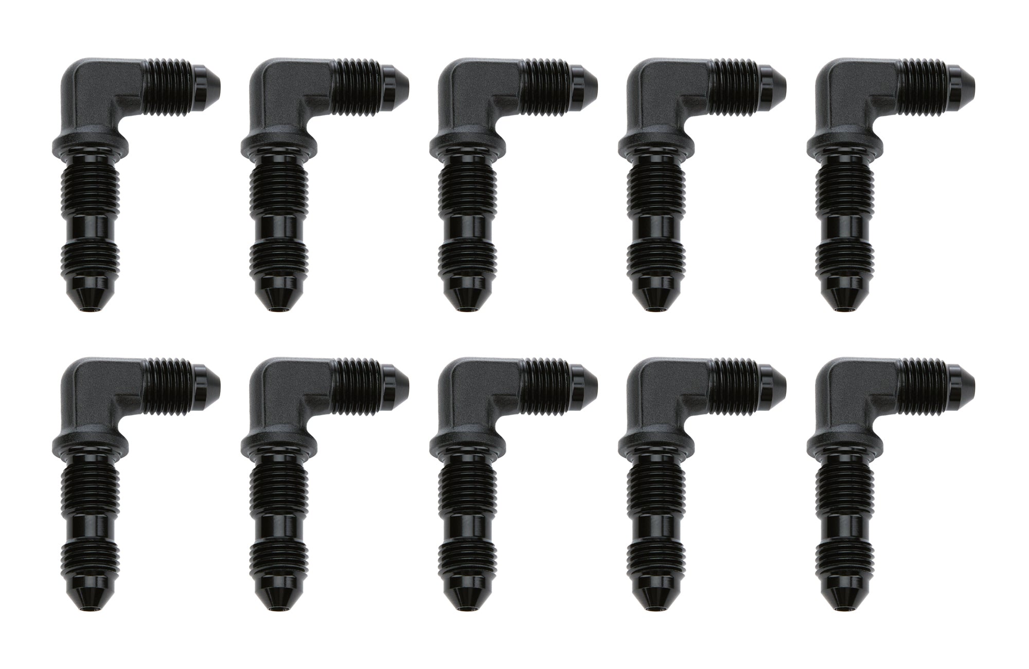 90 Degree Bulkhead -3 Black 10pk AN-NPT Fittings and Components Allstar Performance