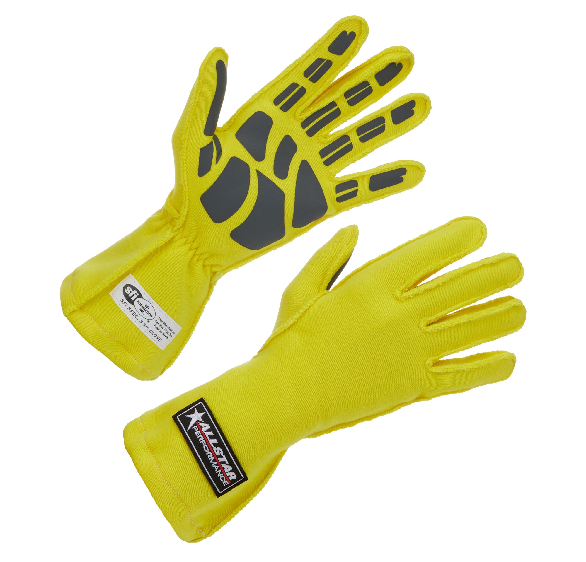 Driving Gloves SFI 3.3/5 Outseam D/L MD Yellow Driving Gloves Allstar Performance