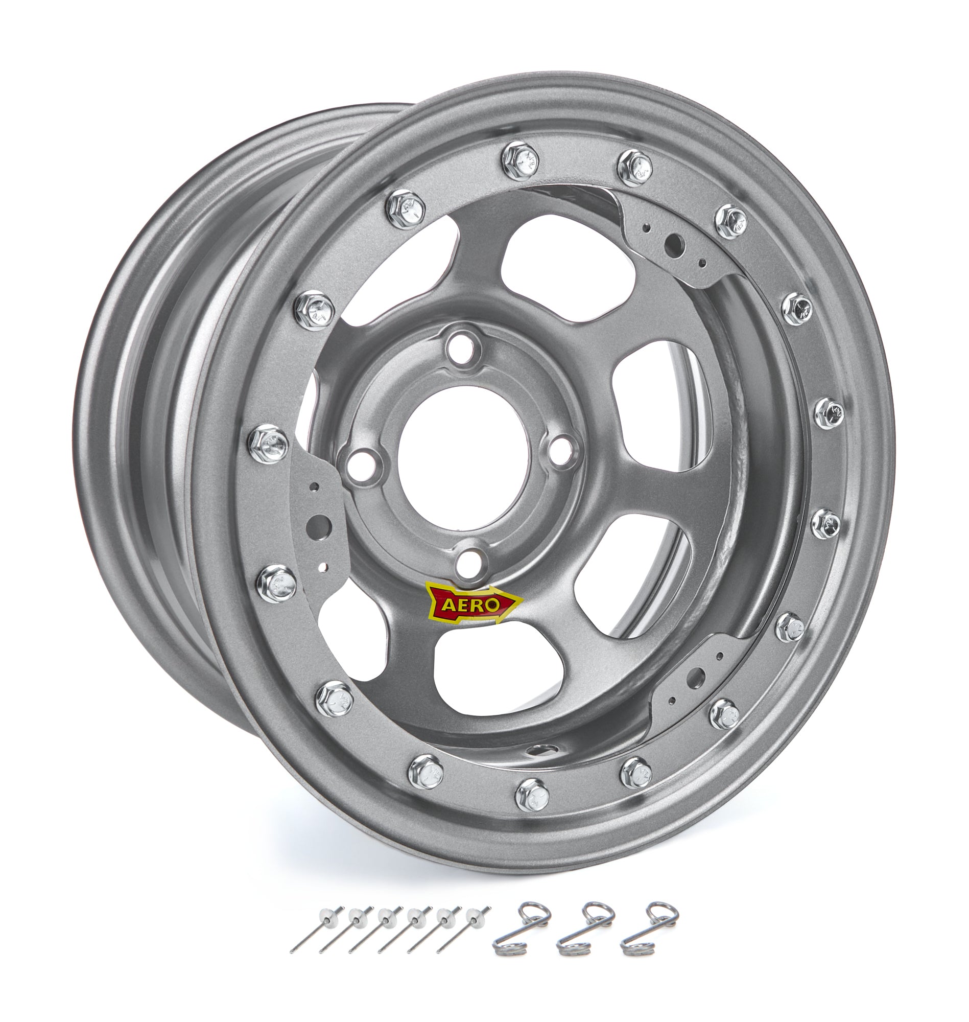 13x7 2in. 4.50 Silver Beadlock Wheel Wheels Aero Race Wheels