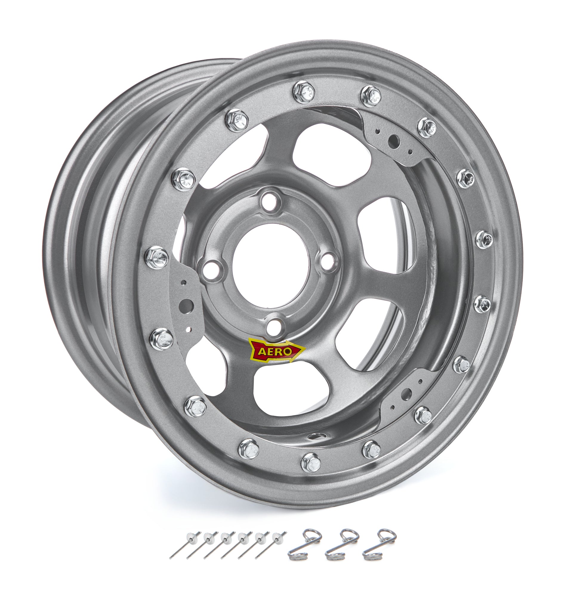 13x8 2in. 4.50 Silver Beadlock Wheel Wheels Aero Race Wheels
