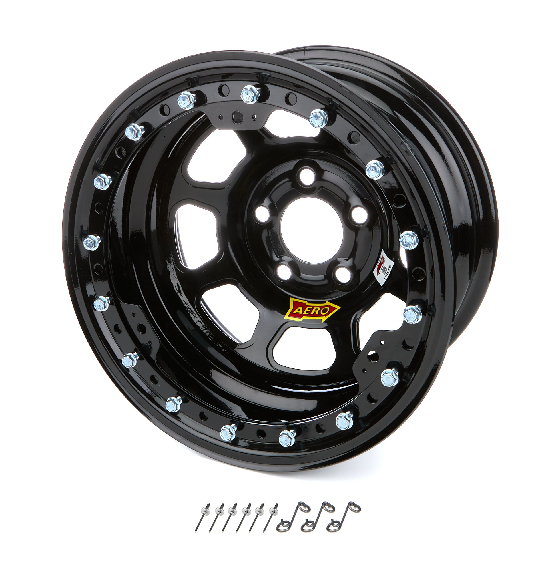 Wheel 15x8 1in B/S Black w/ Black Ring Wheels Aero Race Wheels