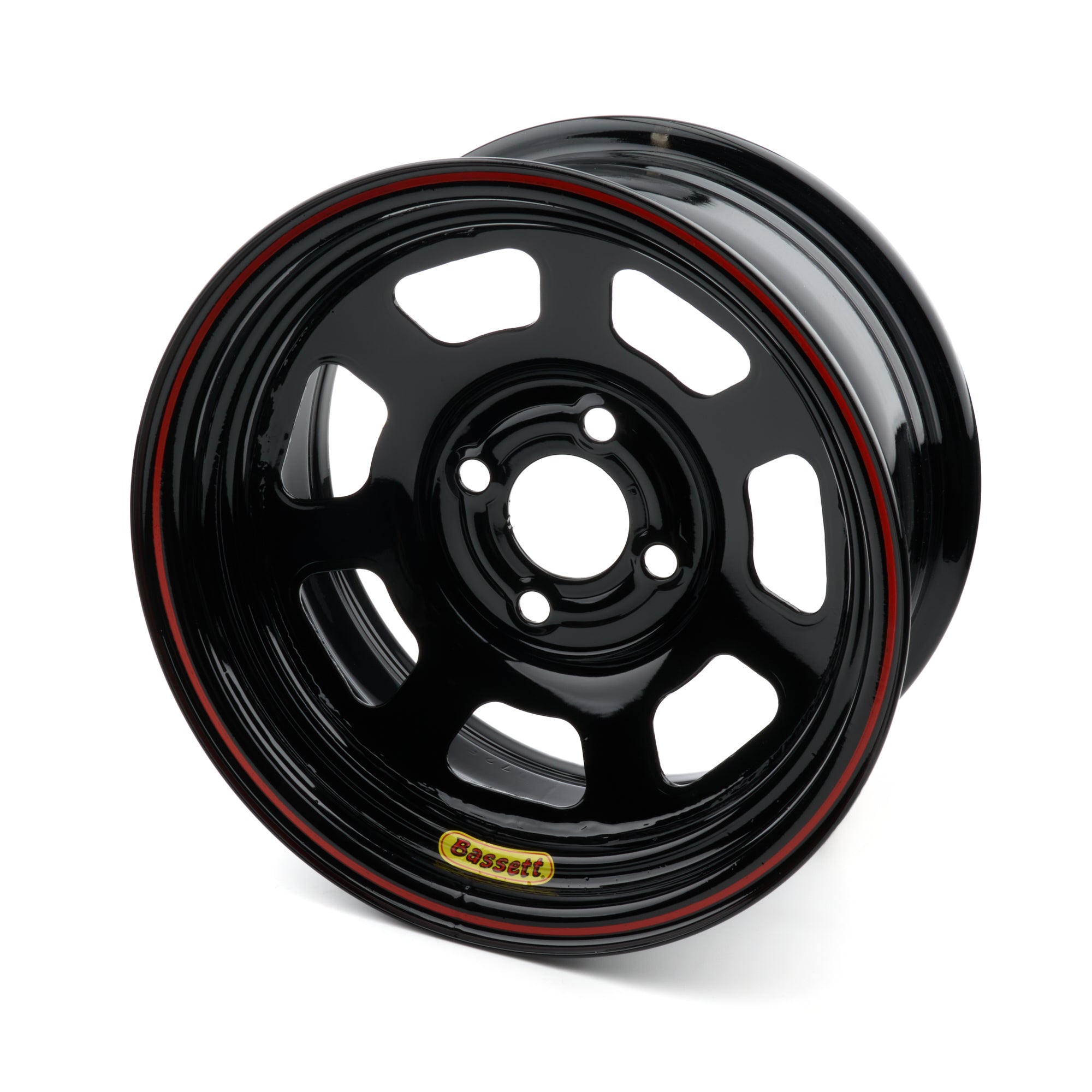 Wheel 14x7 D-Hole 4x4.25in 3.5in BS Black Wheels Bassett