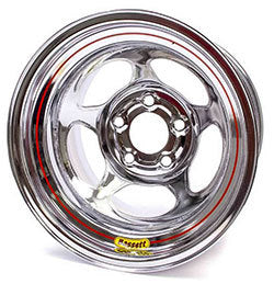 Wheel 5x 5in 15 x 10 Chrome 4.5in BS. Wheels Bassett