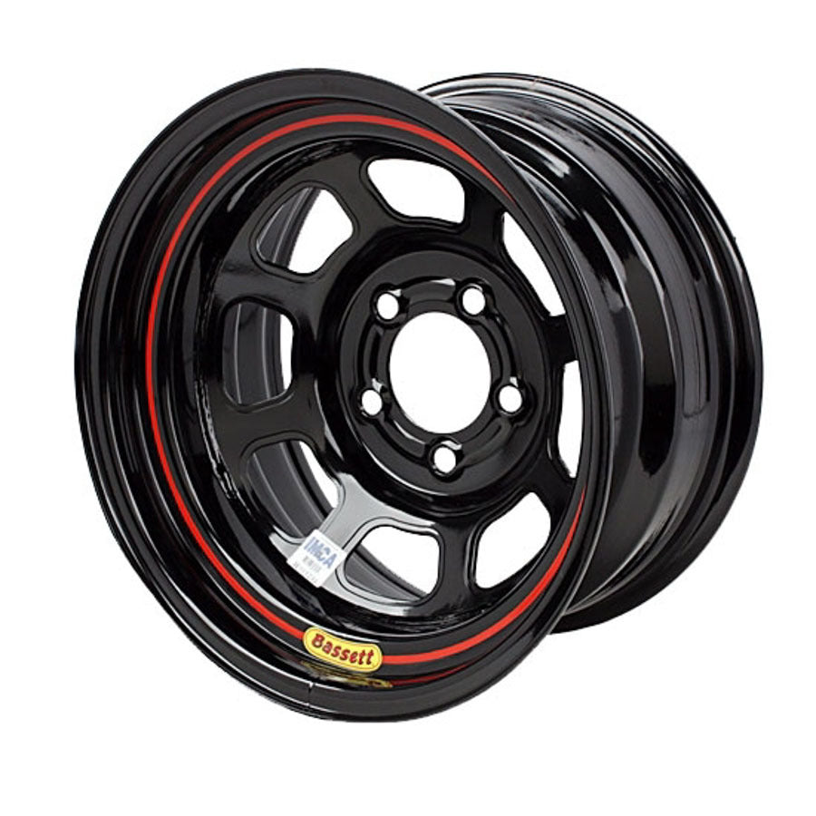 15x7 5x100mm 3in DOT Black Wheels Bassett