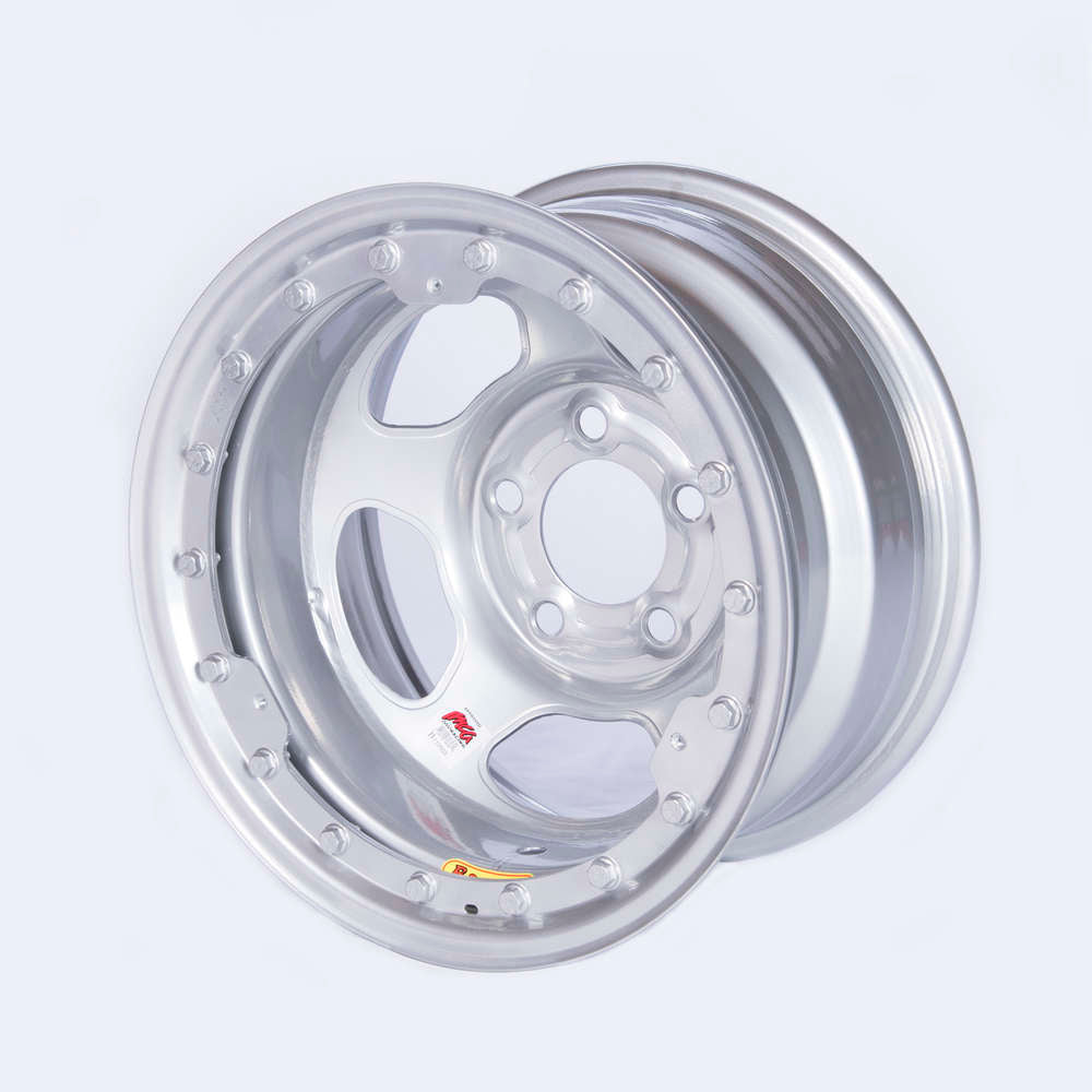 15x8 IMCA Silver Beadlock Inertia 5x4.75 Wheels Bassett
