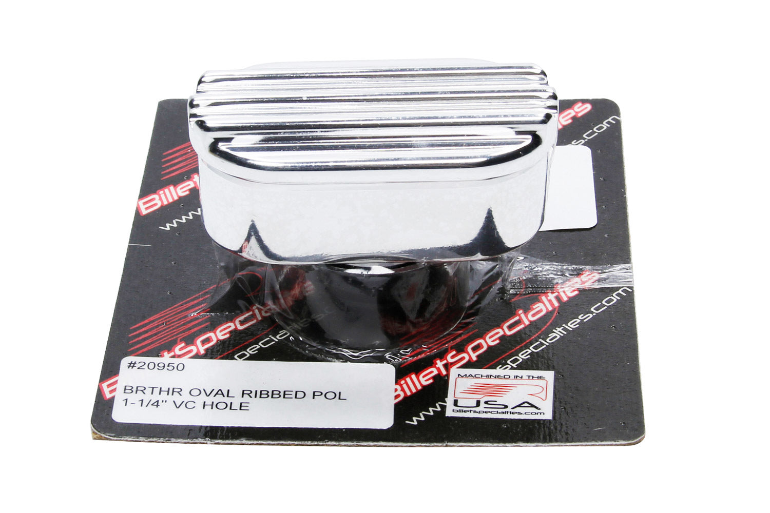 Billet Breather Oval Ribbed 1-1/4in VC Hole Valve Cover Breathers and Components Billet Specialties