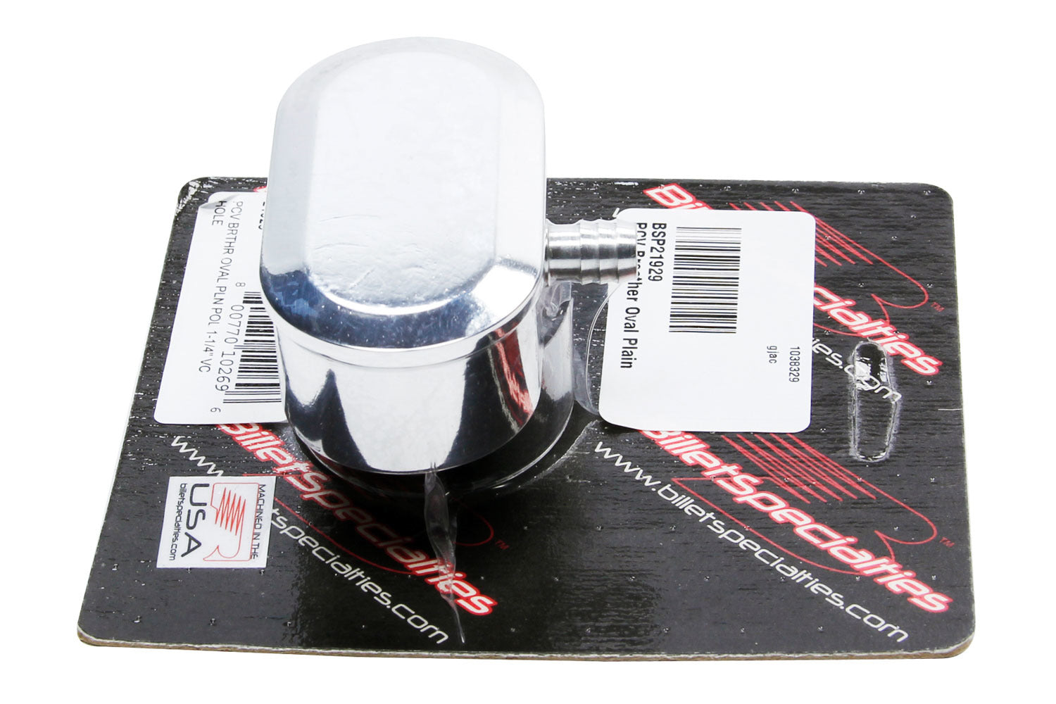 PCV Breather Oval Plain Polished- 1 1/4in Valve Cover Breathers and Components Billet Specialties