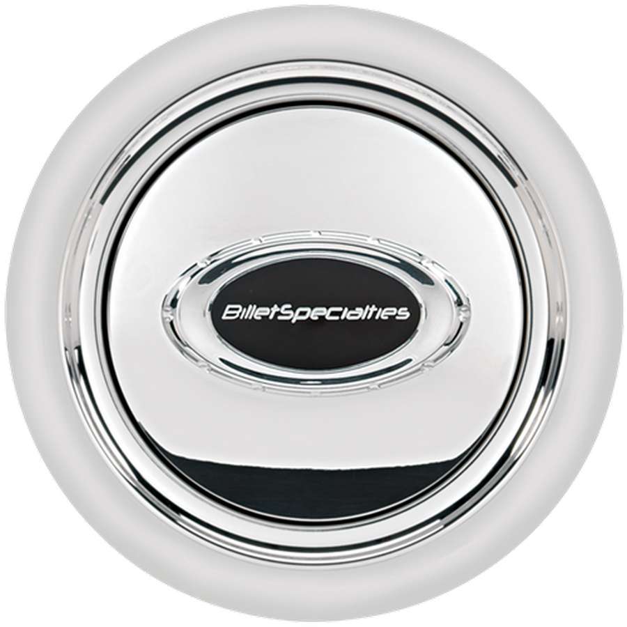 Horn Button Smooth Polished w/Black Logo Horn Buttons Billet Specialties