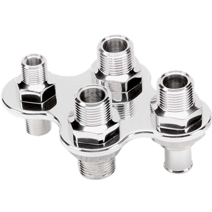 A/C & Heat Bulkhead Push-On 4 Port AN-NPT Fittings and Components Billet Specialties