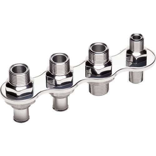 A/C & Heat Bulkhead Inline Push On 4 Port AN-NPT Fittings and Components Billet Specialties
