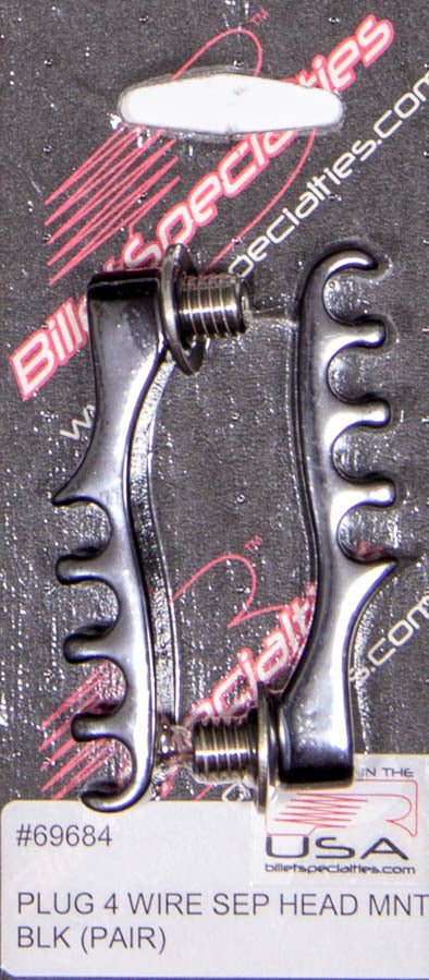 4 Wire Separator Black Cylinder Head Mount Pair Wire Looms Billet Specialties