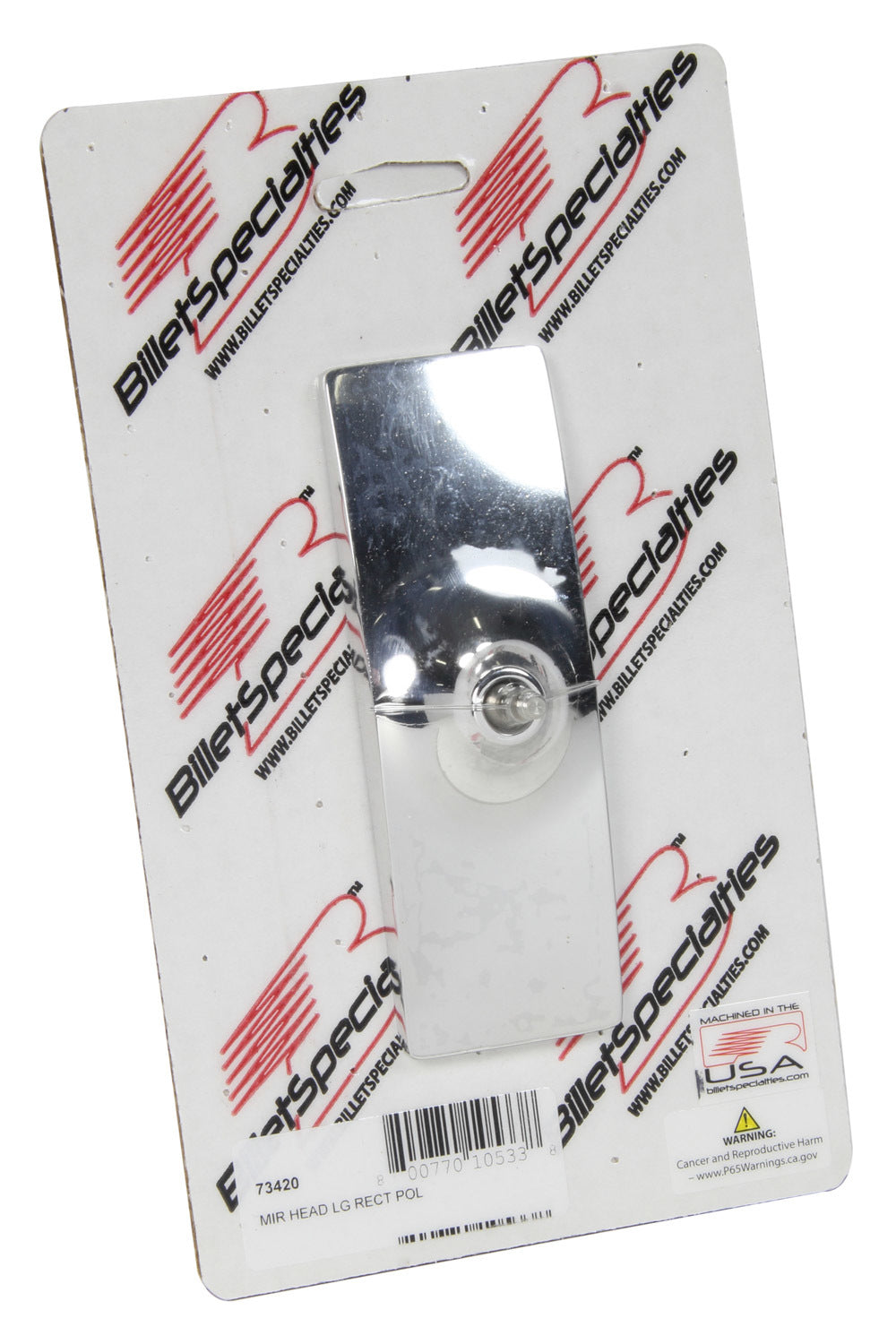 Mirror- Large Rectangle- Polished 1 3/4in x 5 1/4 Rear View Mirrors Billet Specialties