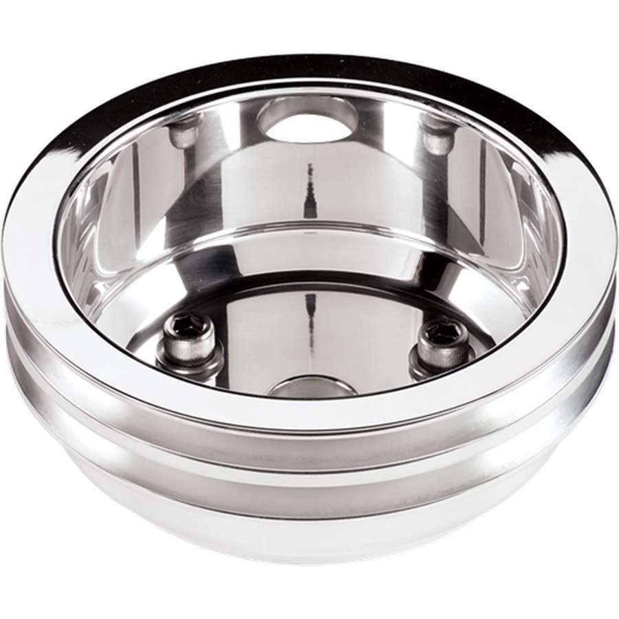 SBC 2 GRV Crank Pulley LWP Polished Crankshaft Pulleys Billet Specialties