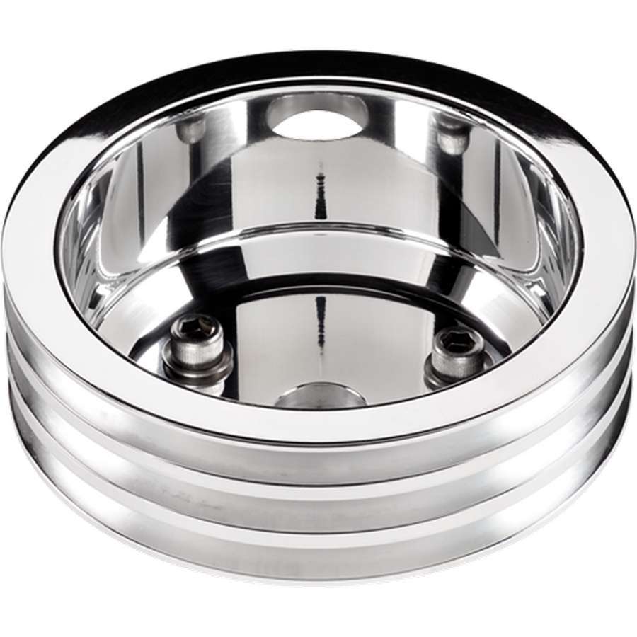 SBC 3 GRV Crank Pulley LWP Polished Crankshaft Pulleys Billet Specialties
