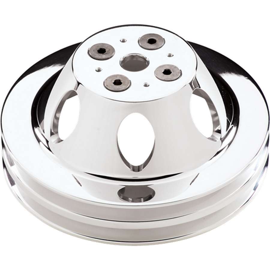Polished SBC 2 Groove Upper Pulley Water Pump Pulleys Billet Specialties