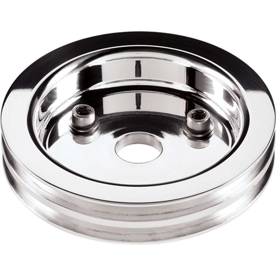 Polished SBC 2 Groove Lower Pulley Crankshaft Pulleys Billet Specialties