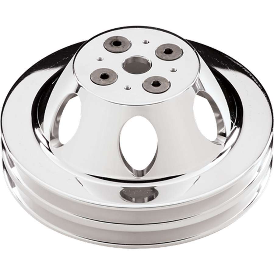 Polished BBC 2 Groove Upper Pulley Water Pump Pulleys Billet Specialties