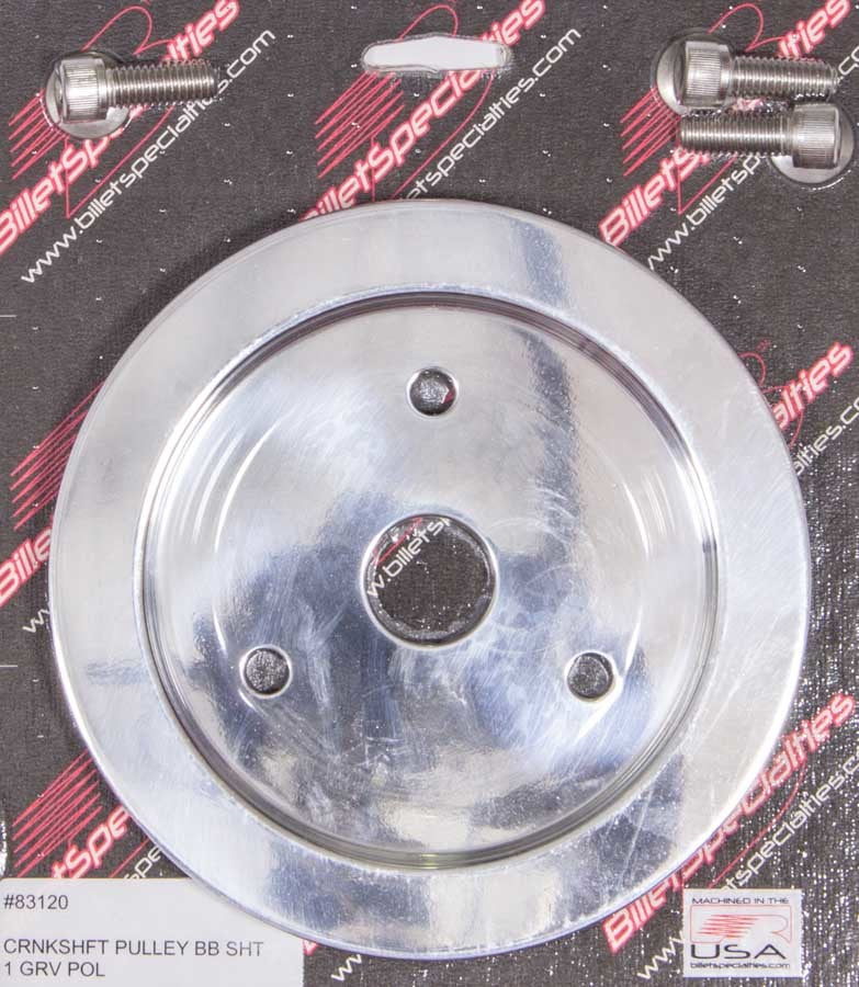Polished BBC 1 Groove Lower Pulley Crankshaft Pulleys Billet Specialties