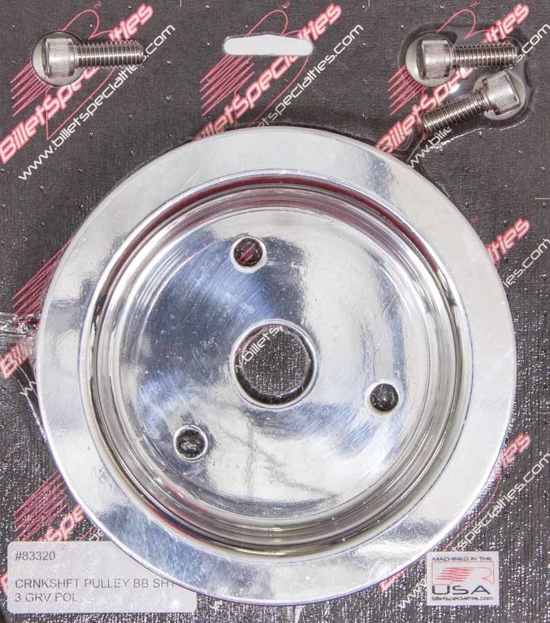 Polished BBC 3 Groove Lower Pulley Crankshaft Pulleys Billet Specialties