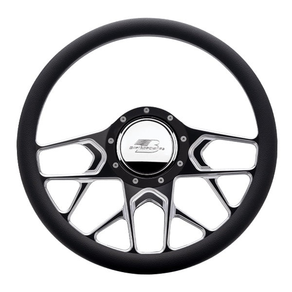 Steering Wheel 1/2 Wrap 14in Redline Black Steering Wheels and Components Billet Specialties