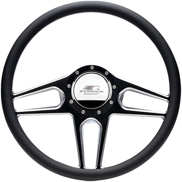 Steering Wheel 1/2 Wrap 15.5in Tec 5 Black Steering Wheels and Components Billet Specialties