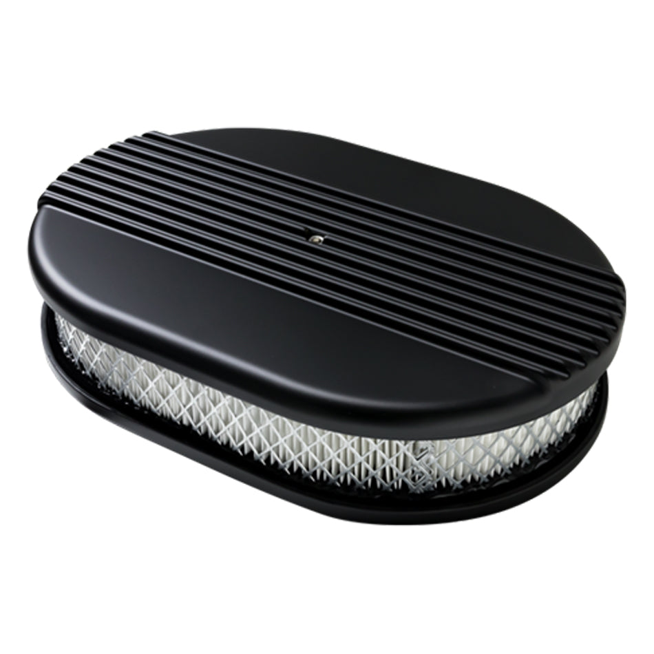 Air Cleaner Small Oval Ribbed Black Air Cleaner Assemblies and Air Intake Kits Billet Specialties