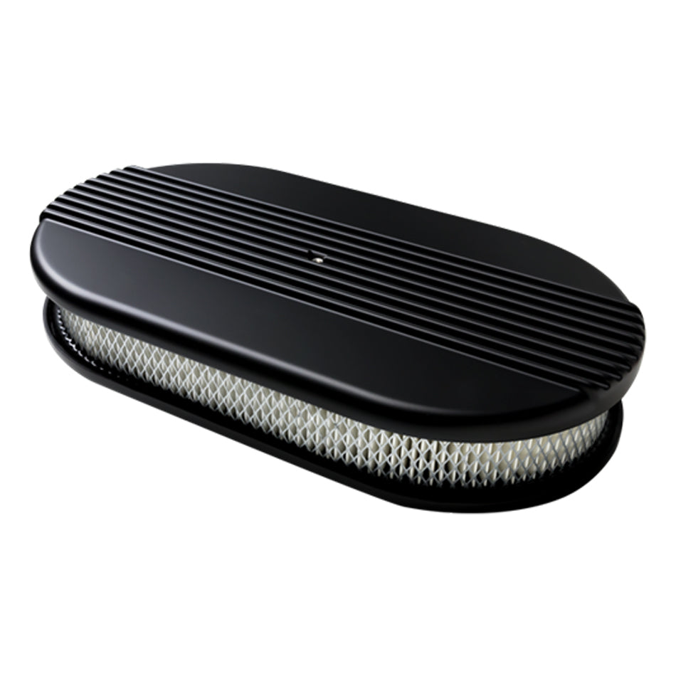 Air Cleaner Large Oval Ribbed Black Air Cleaner Assemblies and Air Intake Kits Billet Specialties