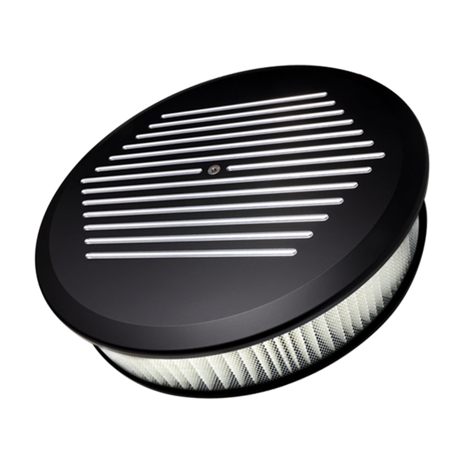 Air Cleaner 14in Round Ball Milled Black Air Cleaner Assemblies and Air Intake Kits Billet Specialties